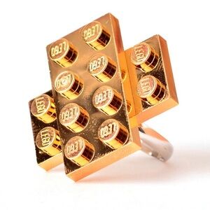 Gold Lego adjustable ring